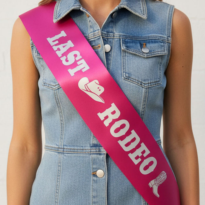 Last Rodeo Pink Cowgirl Hen Party Sash - 100mm