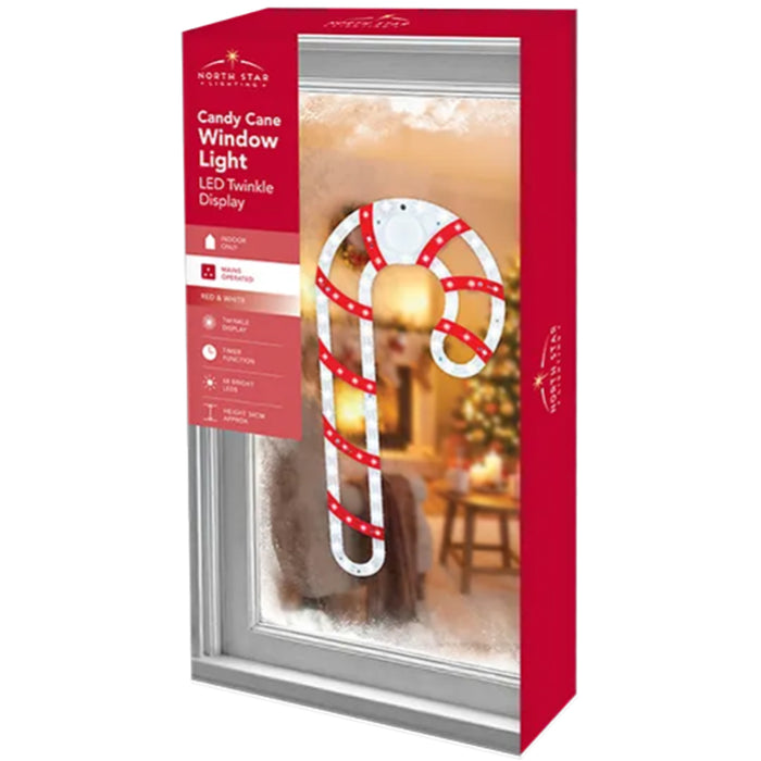 LED Christmas Candy Cane Window Light - 34cm