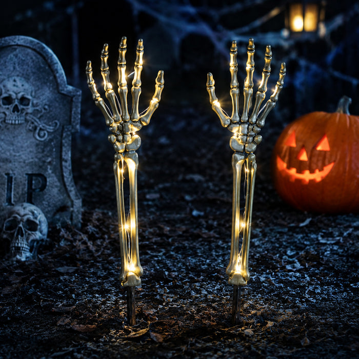 Light Up LED Skeleton Arms Stakes - 46cm