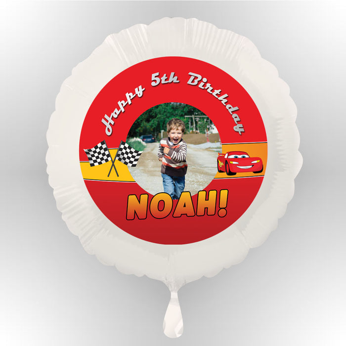 Lightning Cars Personalised Photo Balloon (Not Inflated)