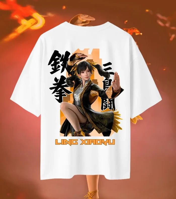 Ling Xiaoyu Phoenix Dancer Tekken T-Shirt | Premium Gaming Tee |Oversized Fit - 180GSM / White / S - Tekken