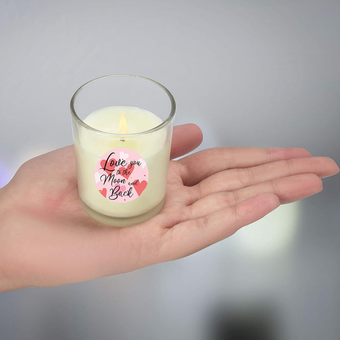 Love You To The Moon And Back Unscented Candle In Glass Holder - 6.5cm