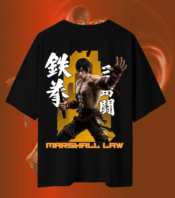 Marshall Law Tekken T-Shirt | Dragon Warrior Gaming Tee | Oversized Tee - 180GSM / Black / S - Tekken