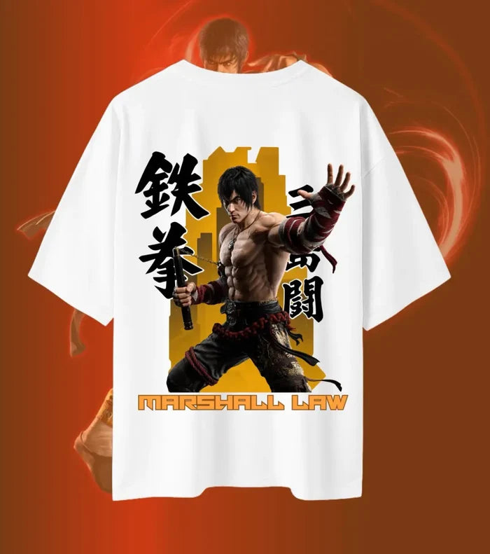 Marshall Law Tekken T-Shirt | Dragon Warrior Gaming Tee | Oversized Tee - 180GSM / White / S - Tekken