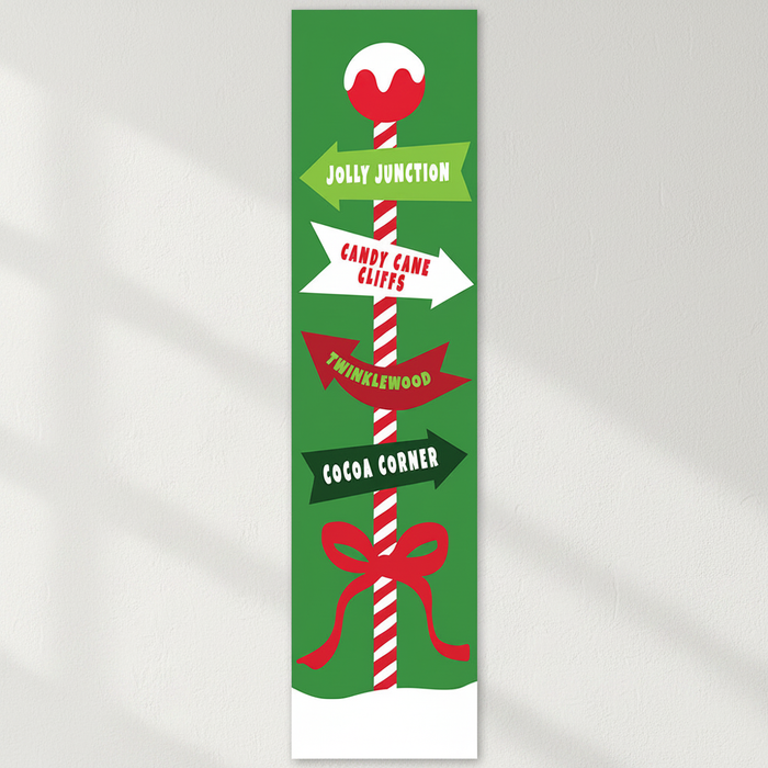 Christmas Signpost Banner on White Textured Wall