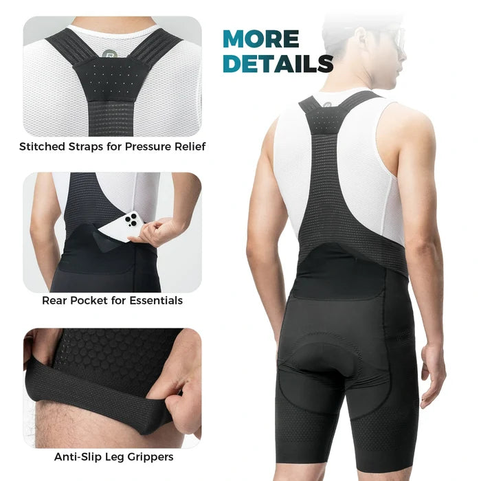 ROCKBROS mens cycling bib shorts padded high-elastic