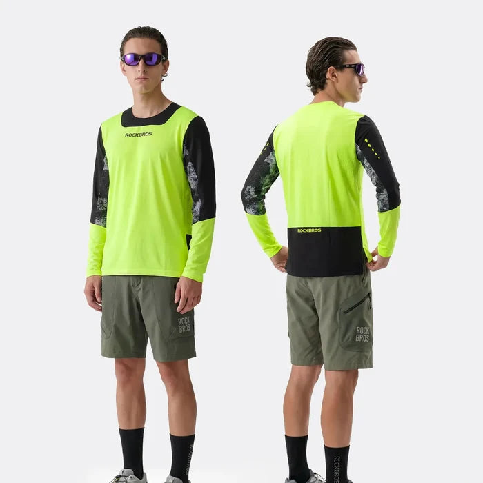 Men's Long Sleeve MTB Jersey with Breathable Fabric & Drop Tail