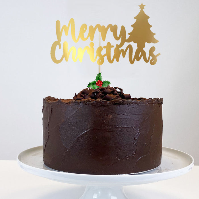 Merry Christmas Gold Foil Cake Topper - Each