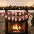 Merry Christmas Pink & Burgundy Stripe Banner With Velvet Bows - 2m