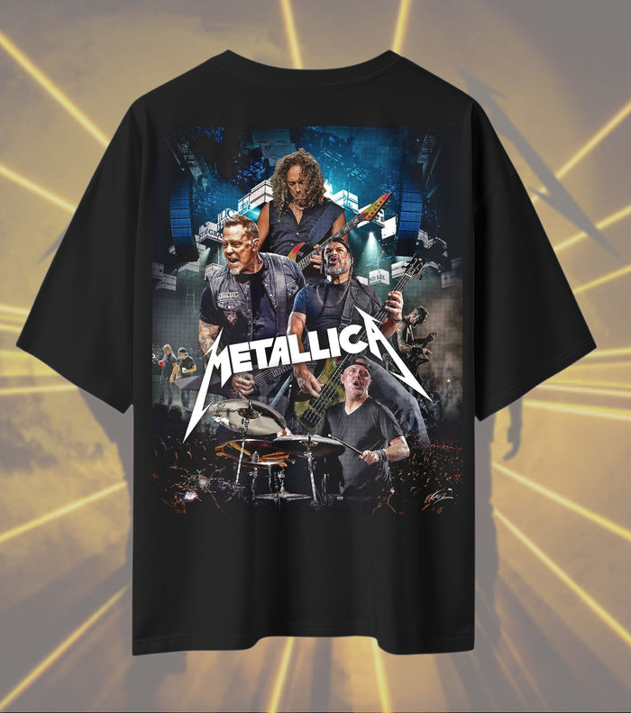 Metallica Live Band Graphic T-Shirt | Concert Performance Artwork | Premium Cotton Unisex Oversized T-Shirt | Black
