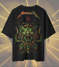 Metallica Oni Demon Graphic T-Shirt | Japanese Inspired Monster Artwork | Premium Cotton Unisex Oversized T-Shirt | Black