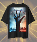 Metallica Raised Hand Graphic T-Shirt | Dramatic Rock Concert Artwork | Premium Cotton Unisex Oversized T-Shirt | Black