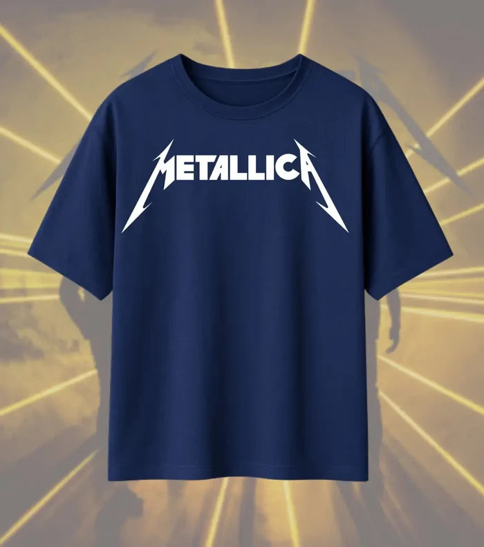 Metallica Hardwired to Self-Destruct Graphic T-Shirt | Now That We’re Dead Artwork | Premium Cotton Unisex Oversized T-Shirt | Navy plain tee