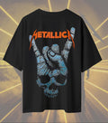 Metallica Skeleton Crew Graphic T-Shirt | Blue Skeleton Skull Artwork | Premium Cotton Unisex Oversized T-Shirt | Black