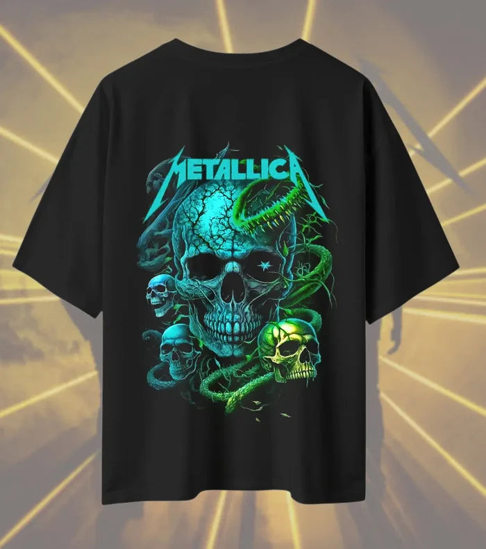 Metallica Venom Skull Graphic T-Shirt | Toxic Skull Heavy Metal Rock Band Tee | Premium Cotton Unisex Oversized T-Shirt