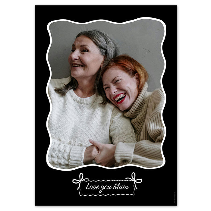 Monochrome Bow Personalised Photo Poster - A3