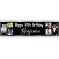 Multi Photo Black and Silver Glitz Personalised Photo Banner - 1.2m