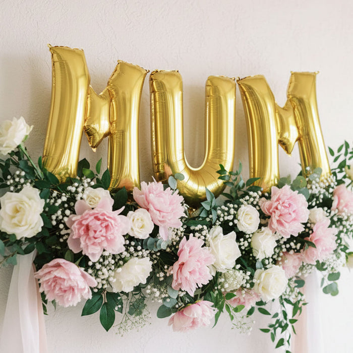 MUM Mother's Day Gold Air-Fill Letter Foil Balloons - 16"