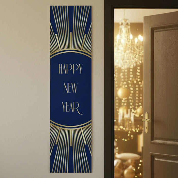 Navy and Gold Happy New Year Portrait Banner Decoration - 1.2m
