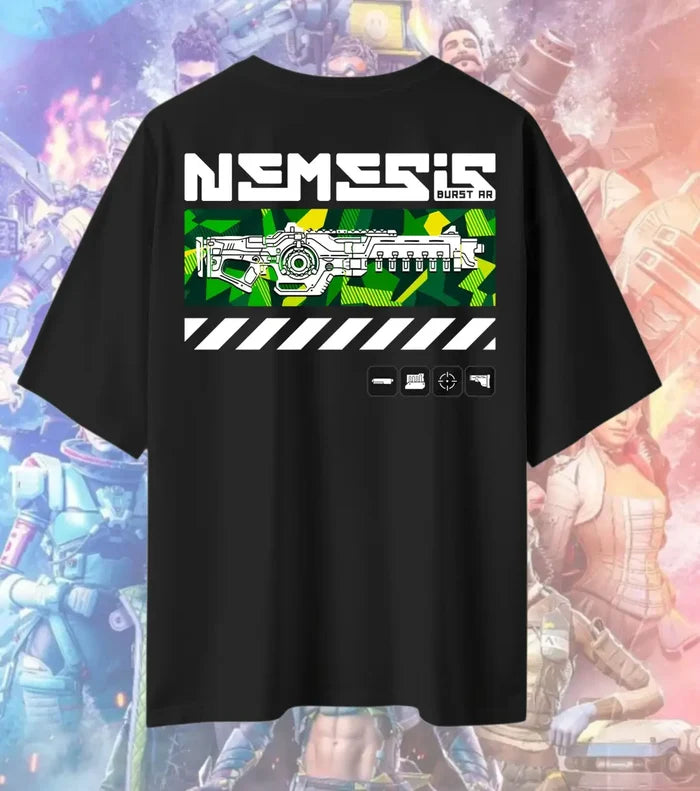 Nemesis Burst AR Tactical Tee – Apex Legends Inspired Gaming Oversized T-Shirt - Black / S - Apex legends