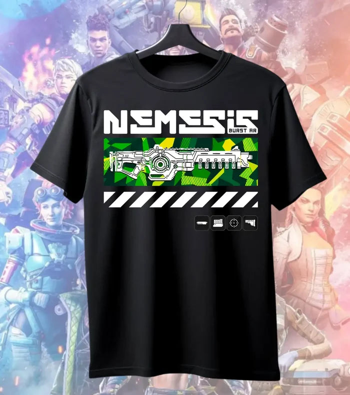 Nemesis Burst AR Tactical Tee – Apex Legends Inspired Gaming T-Shirt - Front Only / Black / S - Apex legends