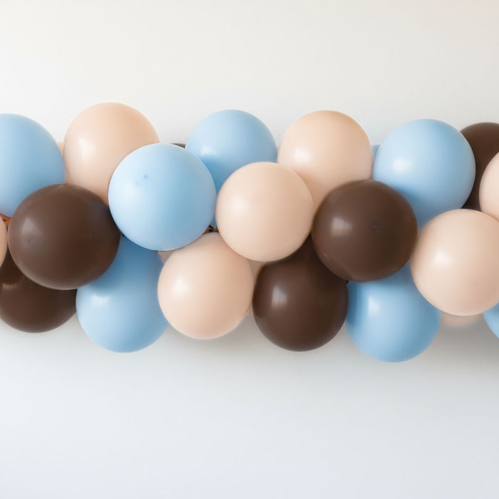 Neutral Brown, White Sand and Pastel Blue Balloon Arch DIY Kit - 2.5m