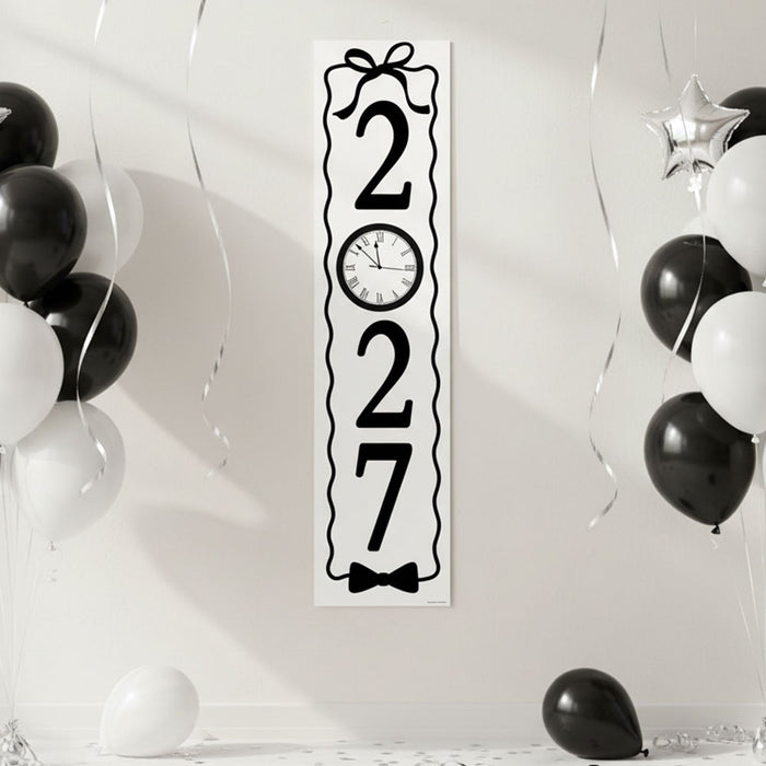 New Years Eve Black and White Year Portrait Banner - 1.2m