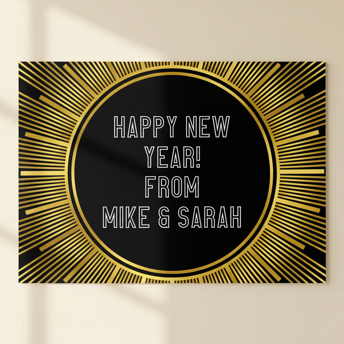 Personalised New Year poster against a cream wall