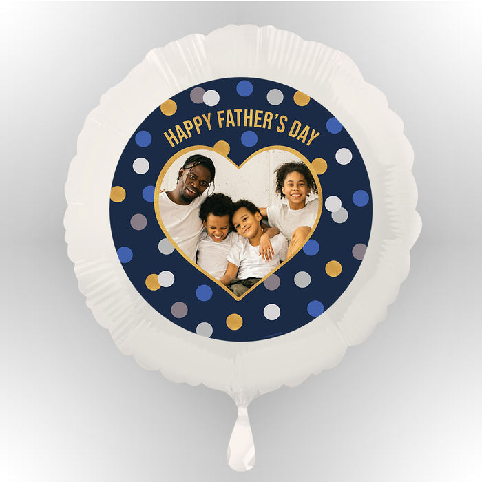 Non Inflated Personalised Father's Day Navy Glitz Heart Photo Balloon - Each