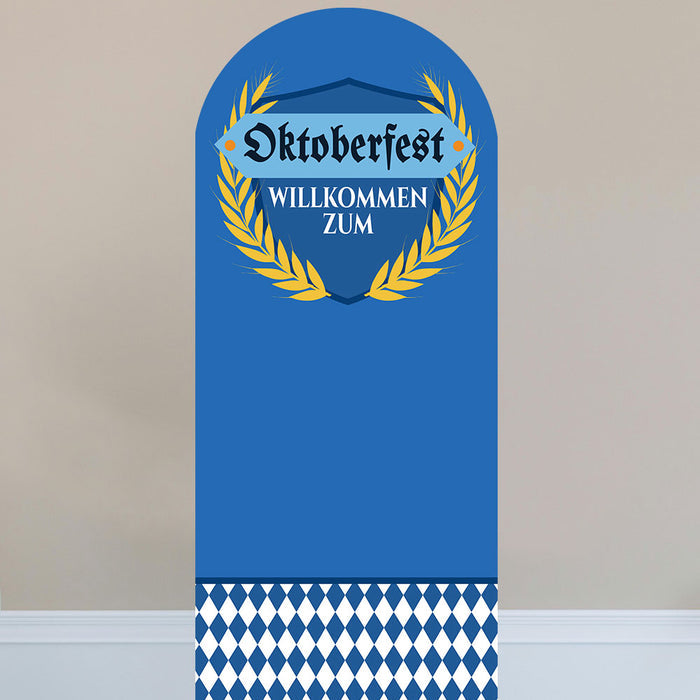 Decorative door with Oktoberfest design on a plain wall