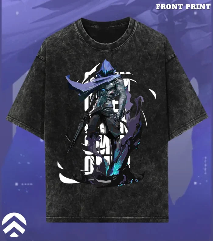 Omen – Shadow Reaper Valorant Acid Wash Tee | Bold Gamer Streetwear - Valorant