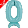 Pastel Blue Number 0 Air-Fill Standing Foil Balloon - 25" - No Helium Required!