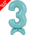 Pastel Blue Number 3 Air-Fill Standing Foil Balloon - 25" - No Helium Required!