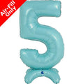 Pastel Blue Number 5 Air-Fill Standing Foil Balloon - 25" - No Helium Required!