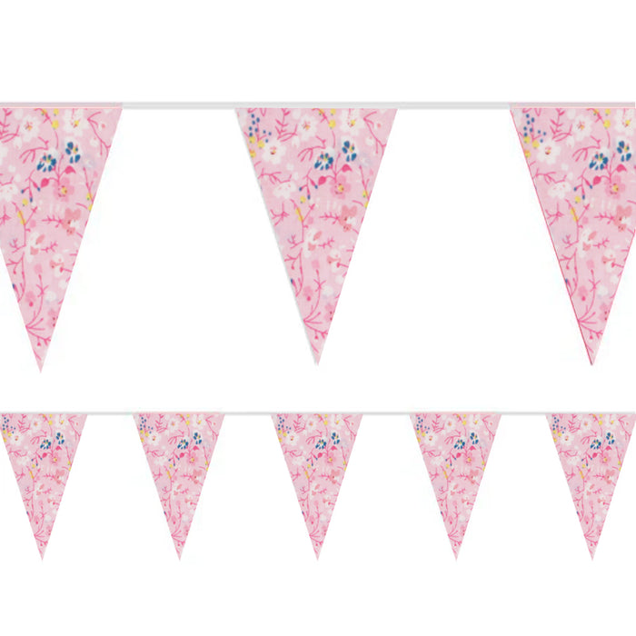 Pastel Pink Floral Fabric Bunting - 3.3m