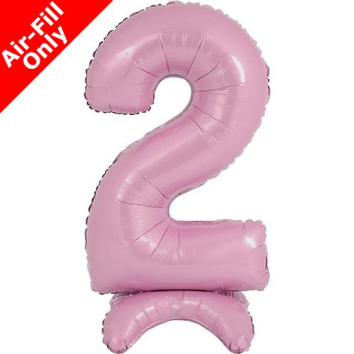 Pastel Pink Number 2 Air-Fill Standing Foil Balloon - 25" - No Helium Required!