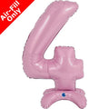 Pastel Pink Number 4 Air-Fill Standing Balloon - 25" - No Helium Required!