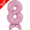 Pastel Pink Number 8 Air-Fill Standing Foil Balloon - 25" - No Helium Required!