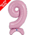 Pastel Pink Number 9 Air-Fill Standing Foil Balloon - 25" - No Helium Required!
