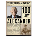 Personalised 100th Birthday Newspaper Poster - A3