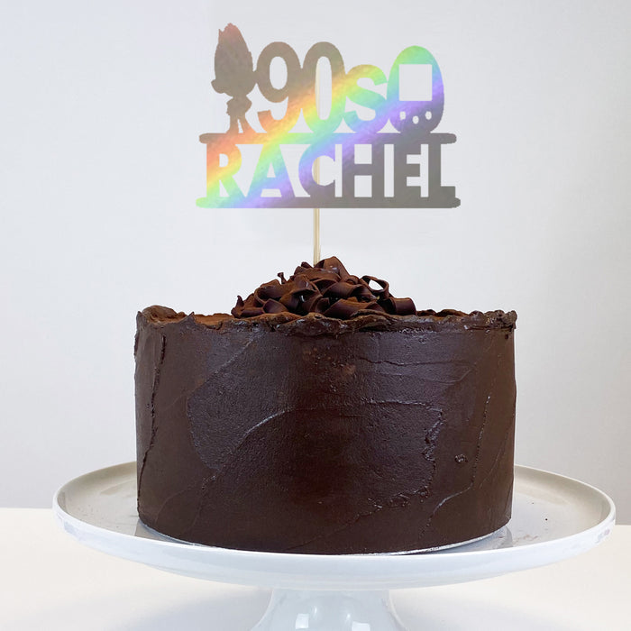Personalised 90's Iridescent Cake Topper - Each