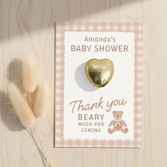 Personalised Bear Baby Shower Thank you Favours - Pack of 8