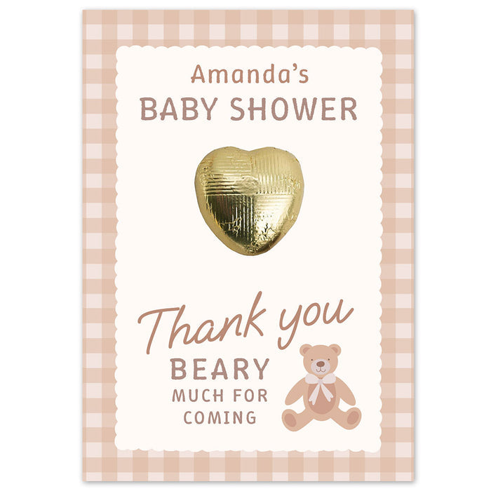 Personalised Bear Baby Shower Thank you Favours - Pack of 8