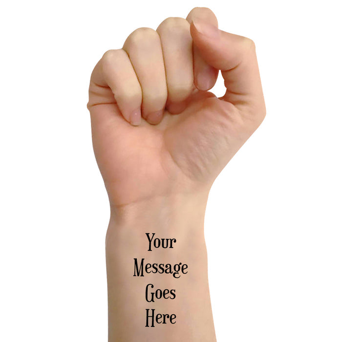 Personalised Bespoke Temporary Tattoos - Pack of 16 - Add Your Message