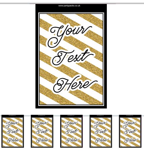 Personalised Black And Gold Bunting - 3m