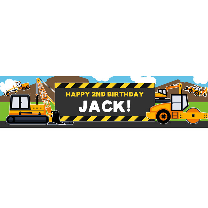Personalised Diggers Banner - 120cm x 30cm