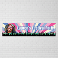 Festival Photo Banner on White Brick Wall