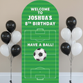 Football Birthday Sailboard with Black and White Balloons