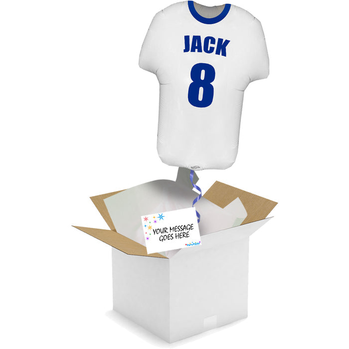 Personalised Inflated White Sports Shirt Foil Balloon in a Box - 24"