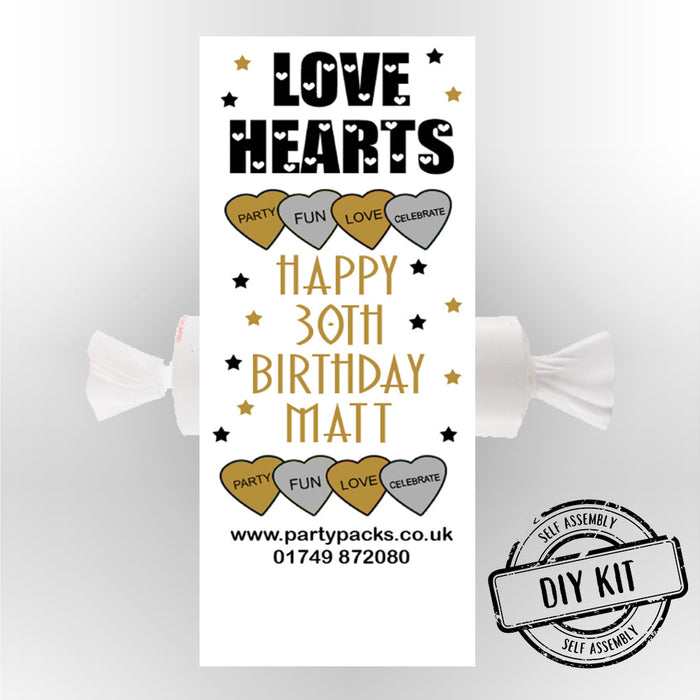 Personalised Love Hearts- Black And Gold- Pack of 30